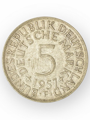 German silver coin 5 Mark 1957 used