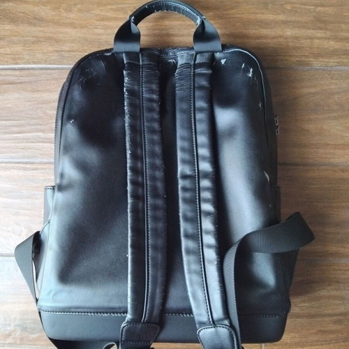 Moleskine leather laptop backpack used, black