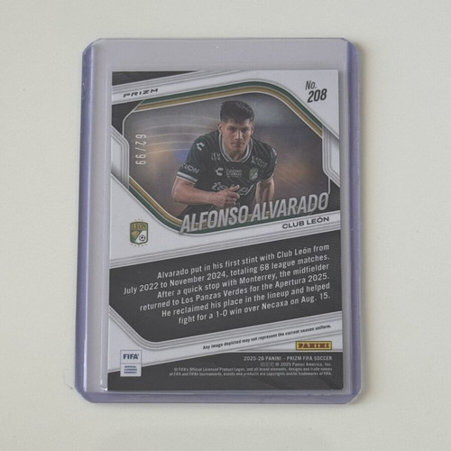 2025 Panini Prizm FIFA Soccer Alfonso Alvarado Choice Green 62/99 Club León RC new