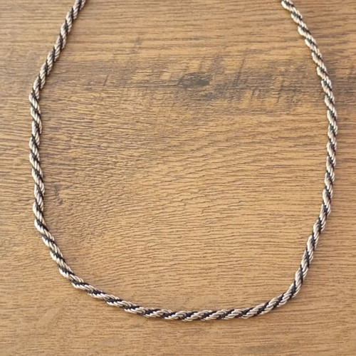 Silver necklace vintage like new with silk cord