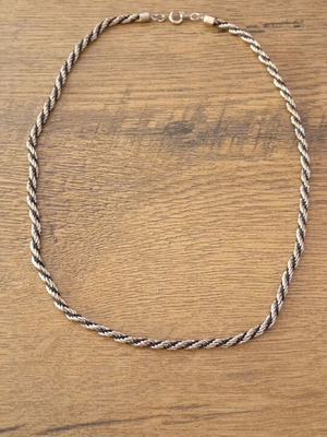 Silver necklace vintage like new with silk cord