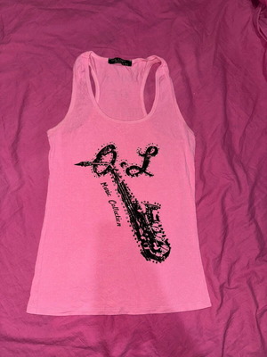 Pink On Line tank top with rhinestones, size M/L, like new