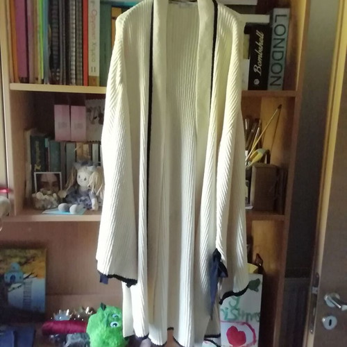 Mango long beige cardigan like new with black details