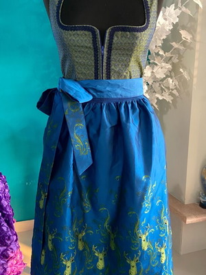 Traditional Bavarian dirndl dress new with blue and yellow apron
