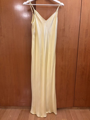 ZARA long satin slip dress, size M, cream champagne