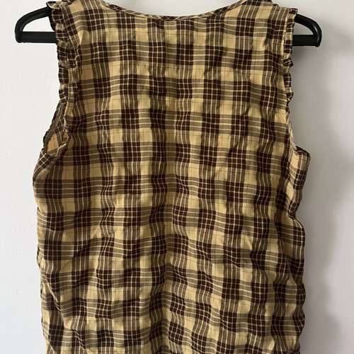 Gingham top like new, size M, yellow and brown