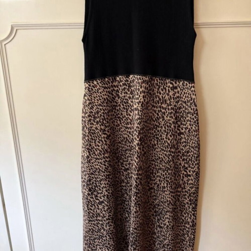 Zara midi dress with black and leopard print