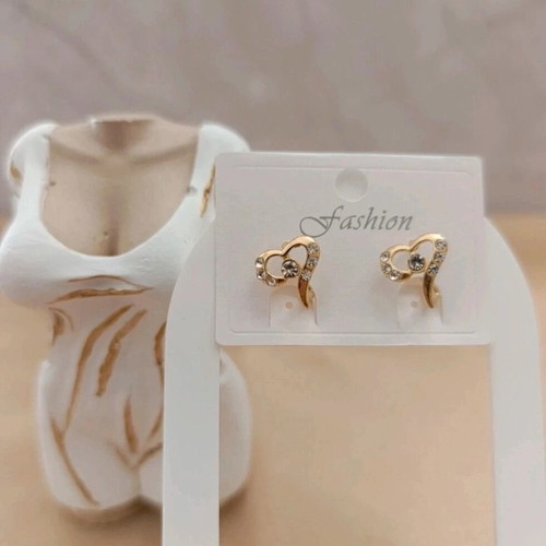 Earrings hoops with small diamonds new, gold color
