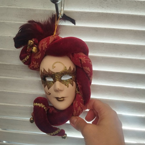 Venetian mask used, hanging wall decor, 20 cm from Italy