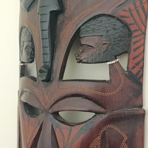 Handmade wooden African mask, carved decorative art