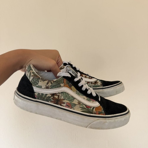 Vans Old Skool sneakers with floral tropical print, size EUR 38