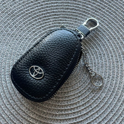 Leather car key case Toyota new, black and gray