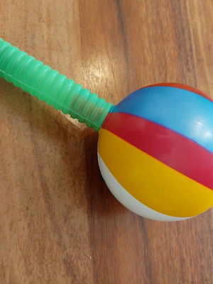 Plastic maraca used, multicolored