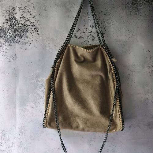 Women's shoulder bag like new, beige-gold