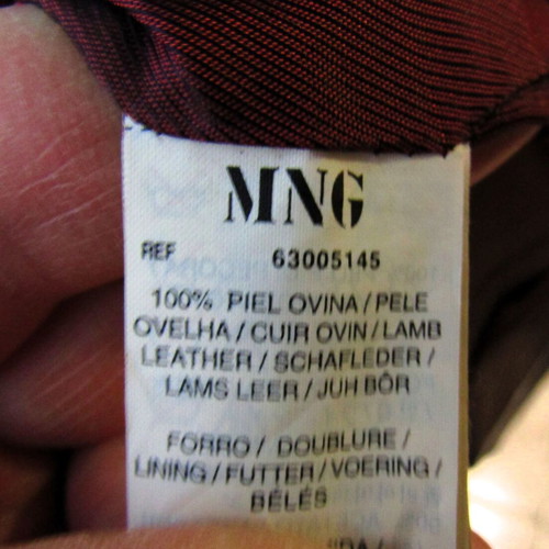 MNG-Mango leather coat burgundy medium size like new