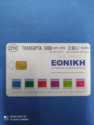Τηλεκάρτα Εθνική Αυτοκίνητο μεταχειρισμένη 02/2001