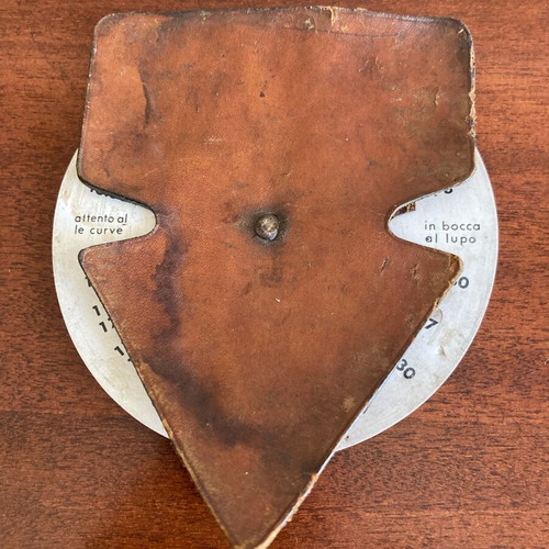 Vintage collectible parking disc used, cardboard and leather