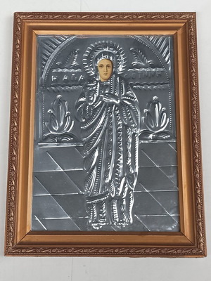 Vintage θρησκευτική εικόνα Η Αγία Φωτεινή μεταχειρισμένη, κάδρο με τζάμι
