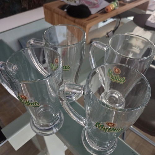 Mythos Beer Pint Glasses set of 4, new, 0.5L