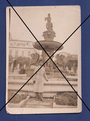 Patrai Souvenir Photo used, young man portrait at Georgiou Square fountain