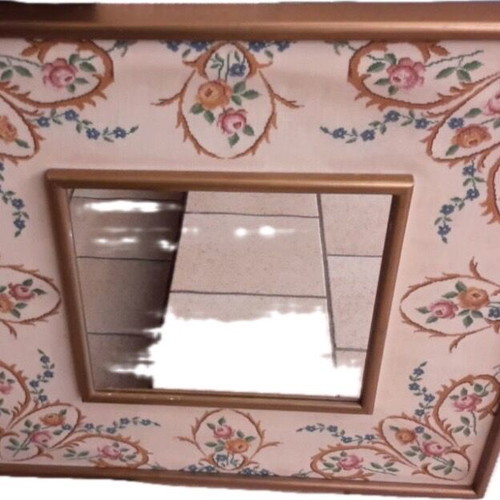 Vintage mirror 60 years used with handmade embroidery