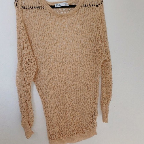 Zara knitted blouse beige like new size S with embroidered beads