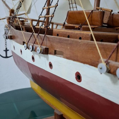Ξύλινο καράβι χειροποίητο με φως, σαν καινούργιο, μεγάλο 120x140 εκ