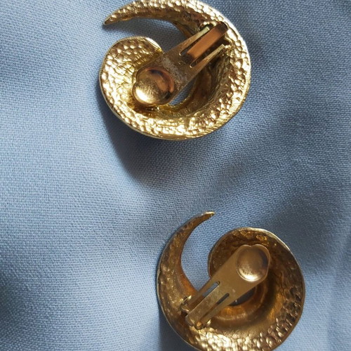 Earrings women's two-tone with clip used, gold and silver