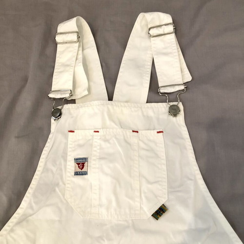 Vintage 90s Chambers White Denim Overall Skirt Size L like new