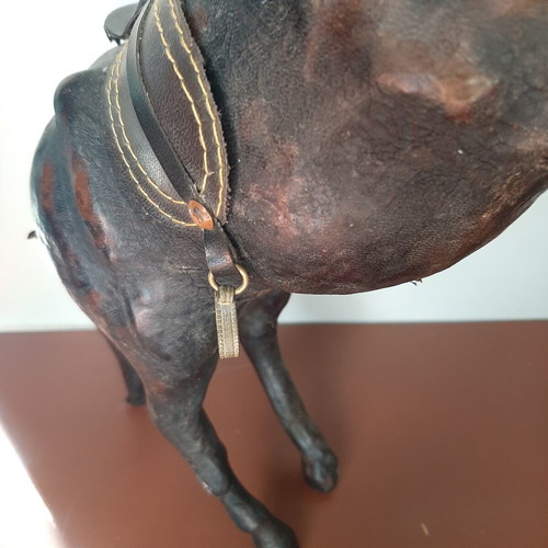 Vintage leather horse pair used, handmade decoration