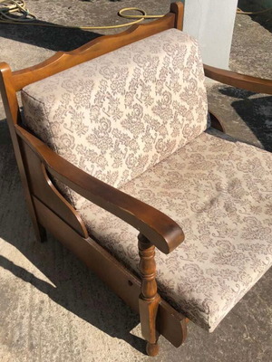 Traditional solid wood armchair bed, vintage