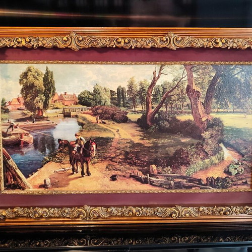 Vintage Flatford Mill Print by John Constable with Large Carved Frame used
