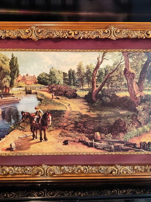Vintage Flatford Mill Print by John Constable with Large Carved Frame used