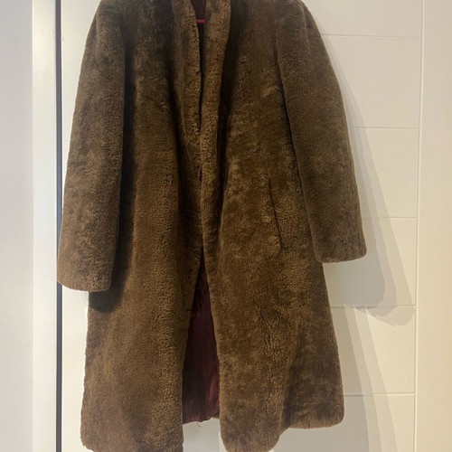 Vintage handmade fur coat used, brown, size S/M