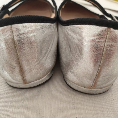 Zara ballerina Mary Jane shoes metallic silver size 30 like new