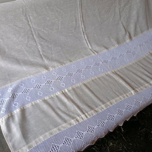 Handmade crochet curtain beige fabric new 1.70x1.40