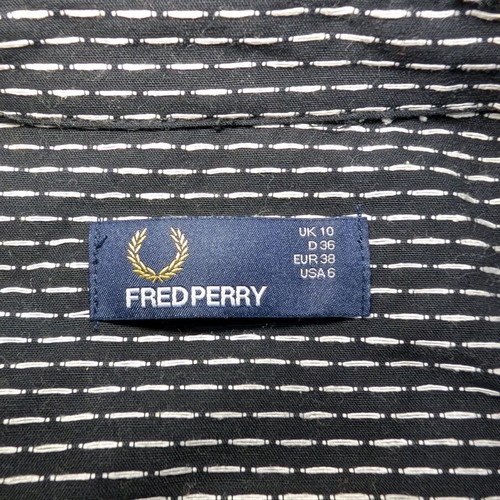 Fred Perry women's shirt like new, black with white pattern, size 38