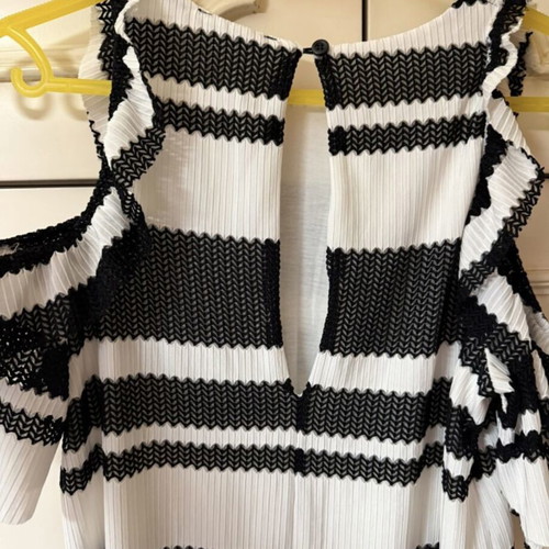 Zara mini dress with cold shoulders, used, black and white