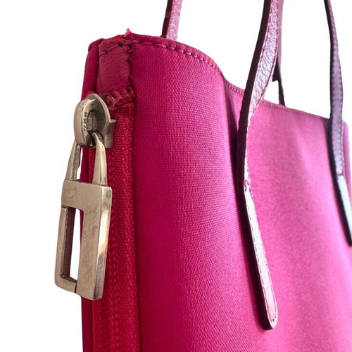 Lancel tote shoulder bag canvas-leather like new, pink