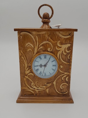Table clock with decorative metal case new, analog