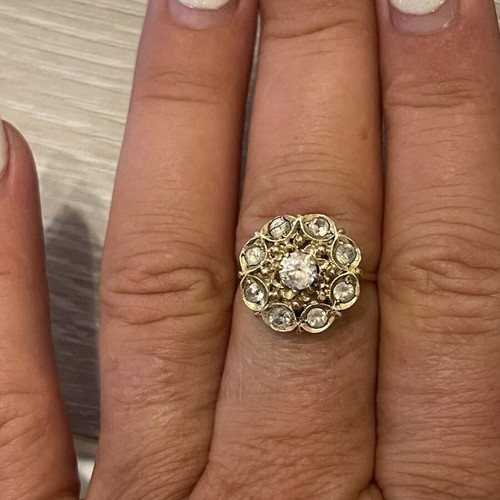 Ring 14K gold with semiprecious stones vintage used