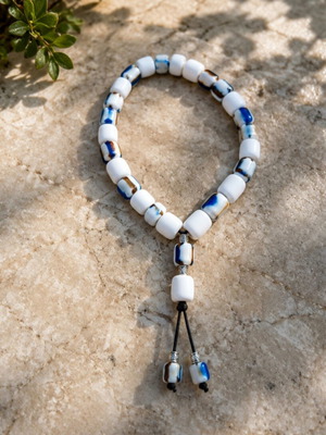 Handmade Resin Komboloi White with Blue Shades like new