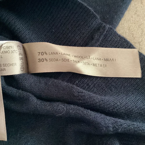 Uterqüe Navy Blue Wool and Silk Blouse Size M like new