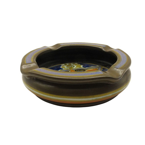 Vintage ceramic ashtray from Holland 1960s used, hand-painted