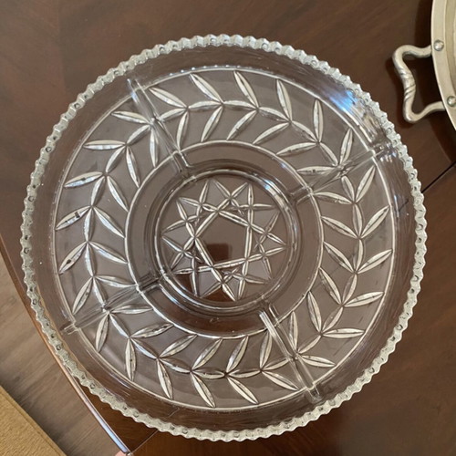 Vintage crystal platter for nuts