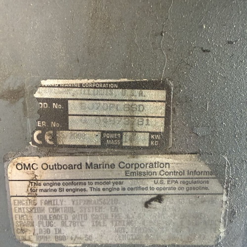 Johnson 70 hp outboard motor used with accessories
