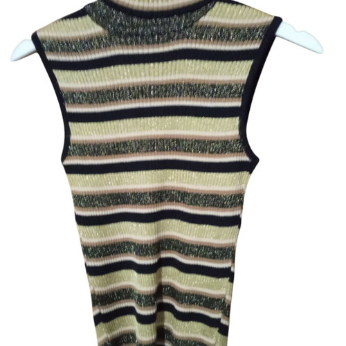 Women's glittery sleeveless turtleneck like new, beige and brown