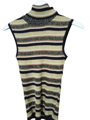 Women's glittery sleeveless turtleneck like new, beige and brown
