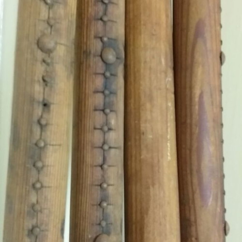 Collectible topographic rods used, set of 4, wood Φ28mm