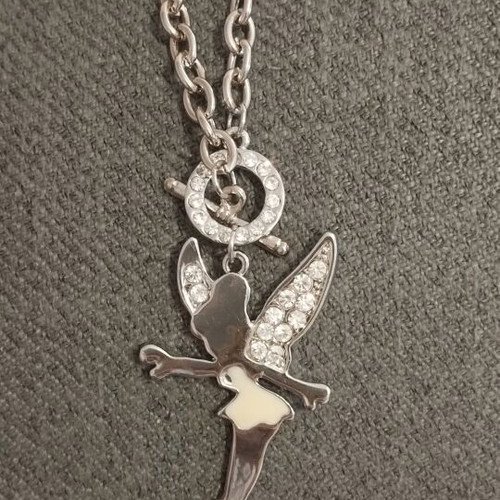 Necklace with thick silver chain and Tinkerbell pendant like new